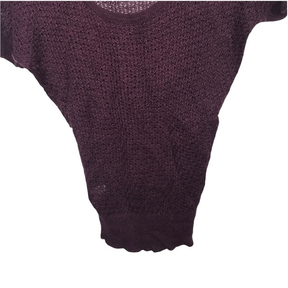 Loft Burgundy Open Knit Short Sleeve Sweater XXS Petite - Picture 4 of 8